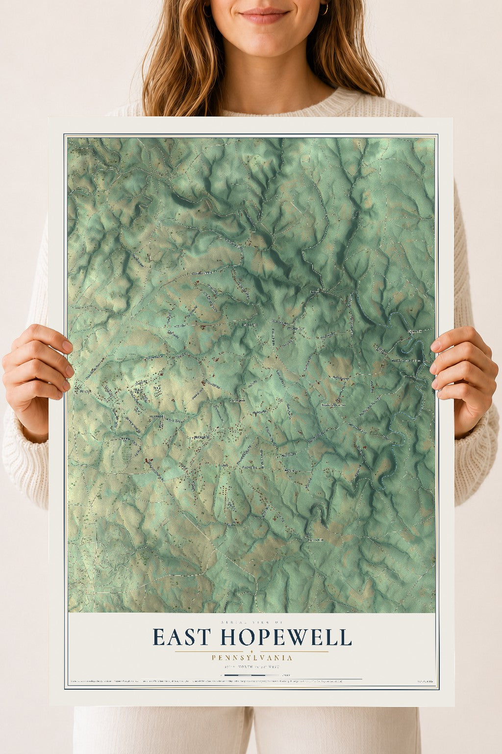 Map of East Hopewell, Pennsylvania, 18 x 24 inch unframed archival matte print