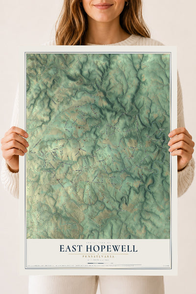 Map of East Hopewell, Pennsylvania, 18 x 24 inch unframed archival matte print