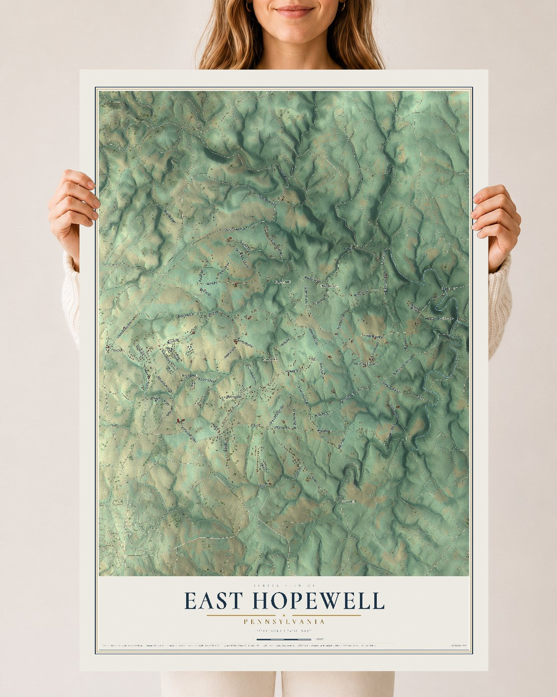 Map of East Hopewell, Pennsylvania, 24 x 36 inch unframed archival matte print