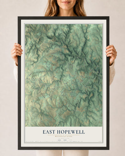 Map of East Hopewell, Pennsylvania, 24 x 36 inch print in a black wood frame