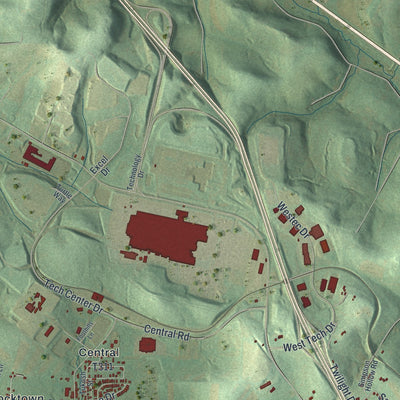 Second close-up of the map of East Huntingdon, Pennsylvania print showing more streets and buildings
