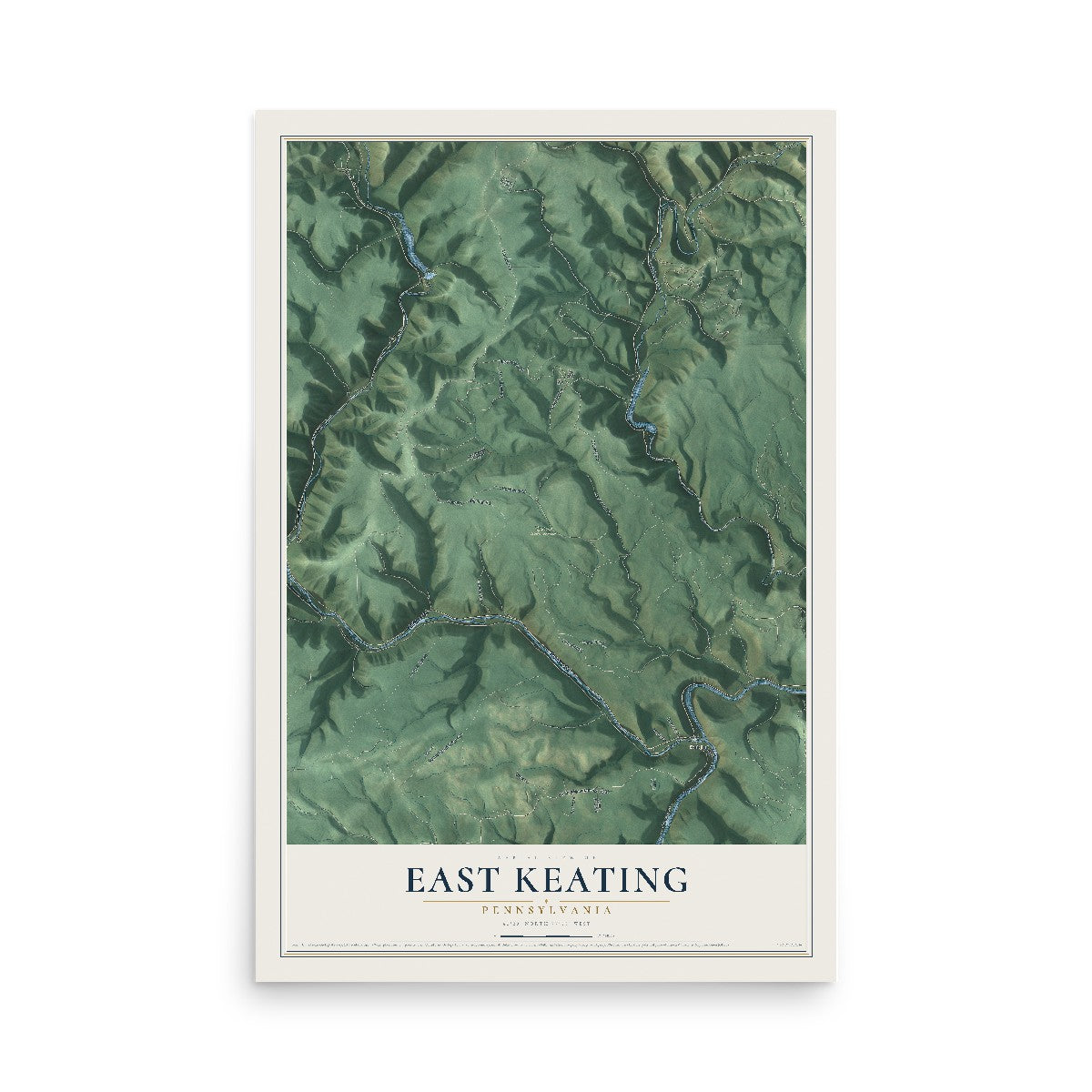 Map of East Keating, Pennsylvania, 12 x 18 inch unframed archival matte print