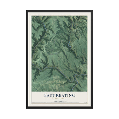 Map of East Keating, Pennsylvania, 12 x 18 inch print in a black wood frame