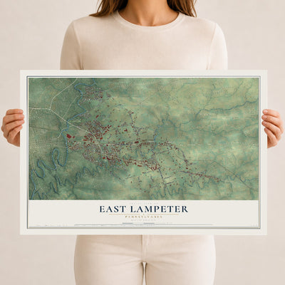 Map of East Lampeter, Pennsylvania, 12 x 18 inch unframed archival matte print
