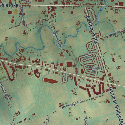 Second close-up of the map of East Lampeter, Pennsylvania print showing more streets and buildings