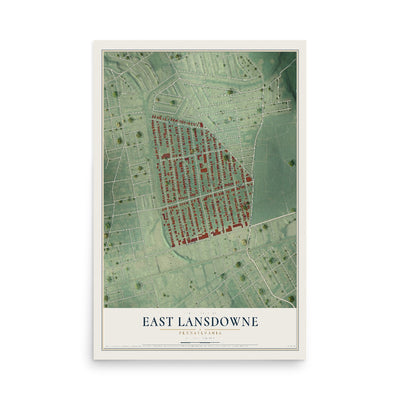 Map of East Lansdowne, Pennsylvania, 12 x 18 inch unframed archival matte print