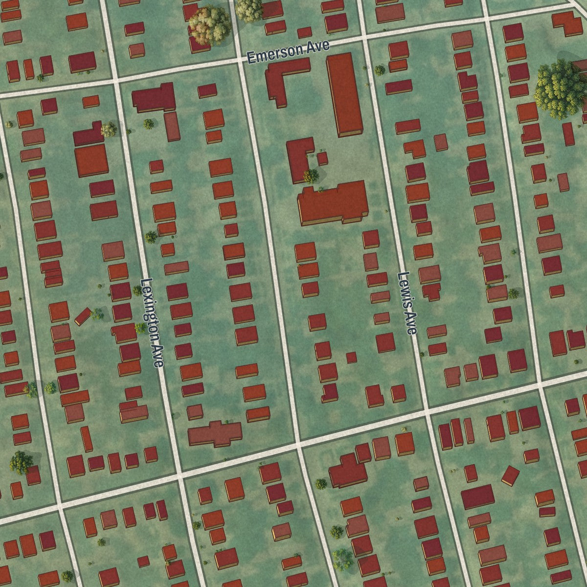 Close-up of the map of East Lansdowne, Pennsylvania print showing street and building detail