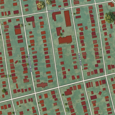 Close-up of the map of East Lansdowne, Pennsylvania print showing street and building detail
