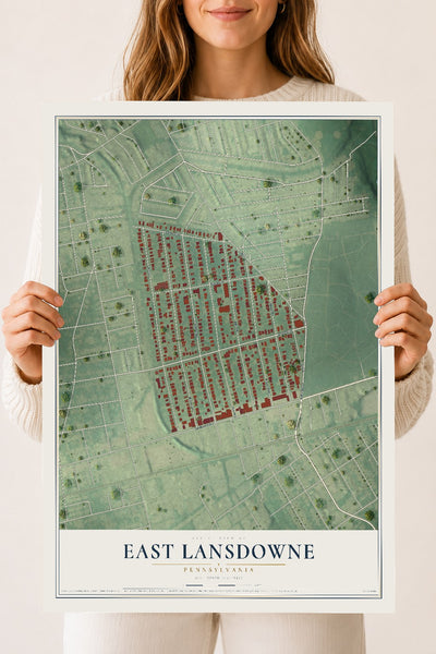 Map of East Lansdowne, Pennsylvania, 18 x 24 inch unframed archival matte print