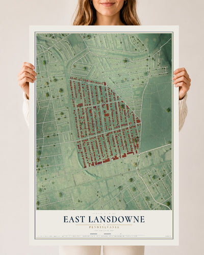 Map of East Lansdowne, Pennsylvania, 24 x 36 inch unframed archival matte print