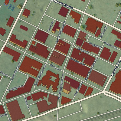 Second close-up of the map of East Liberty, Pennsylvania print showing more streets and buildings