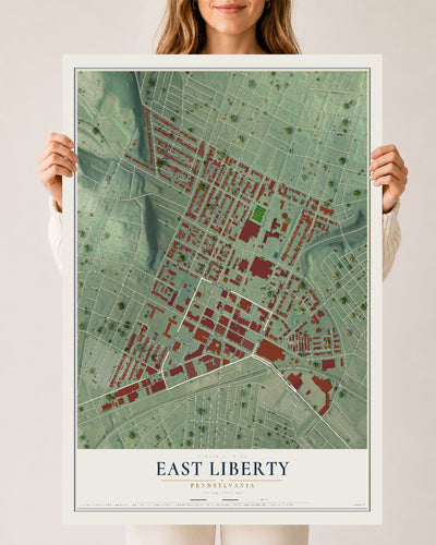 Map of East Liberty, Pennsylvania, 24 x 36 inch unframed archival matte print
