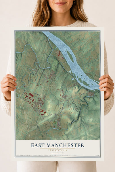 Map of East Manchester, Pennsylvania, 18 x 24 inch unframed archival matte print
