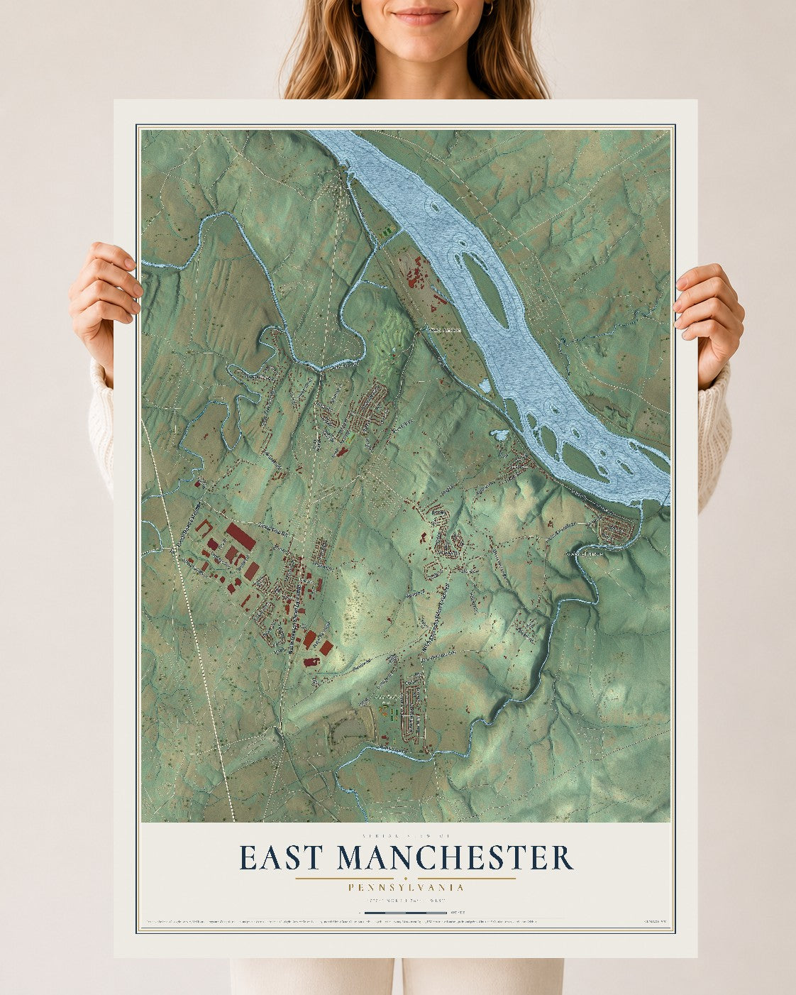 Map of East Manchester, Pennsylvania, 24 x 36 inch unframed archival matte print