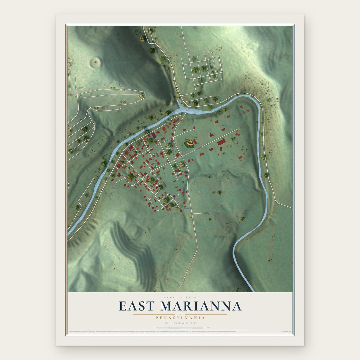 East Marianna, Pennsylvania map print, the full design