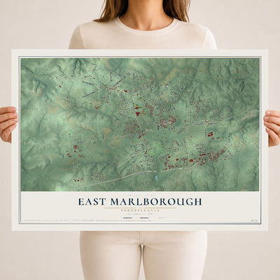 Map of East Marlborough, Pennsylvania, 18 x 24 inch unframed archival matte print
