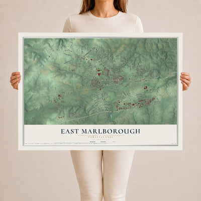 Map of East Marlborough, Pennsylvania, 24 x 36 inch unframed archival matte print