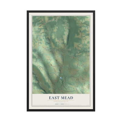 Map of East Mead, Pennsylvania, 12 x 18 inch print in a black wood frame