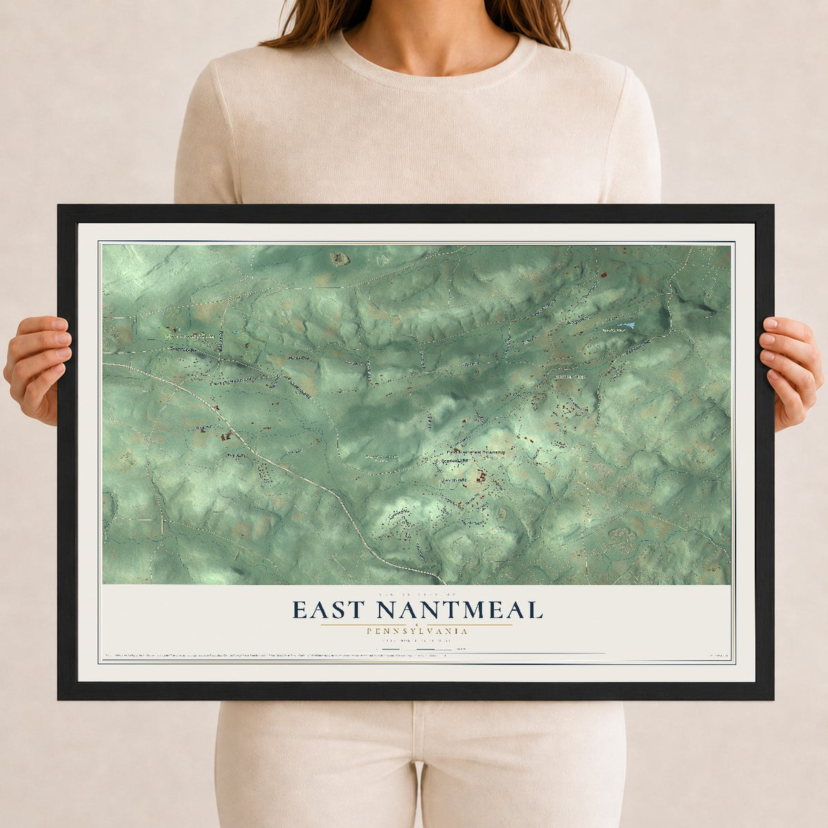 Map of East Nantmeal, Pennsylvania, 12 x 18 inch print in a black wood frame