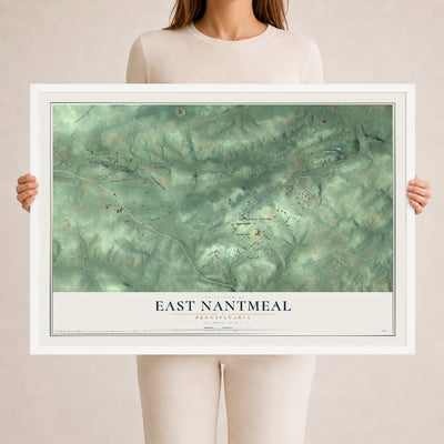 Map of East Nantmeal, Pennsylvania, 24 x 36 inch print in a white wood frame