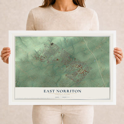 Map of East Norriton, Pennsylvania, 12 x 18 inch print in a white wood frame