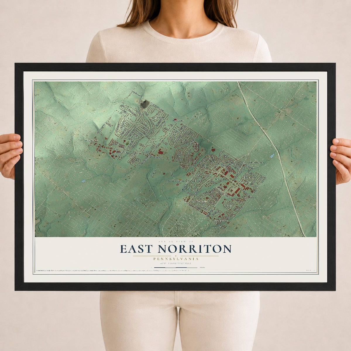 Map of East Norriton, Pennsylvania, 18 x 24 inch print in a black wood frame