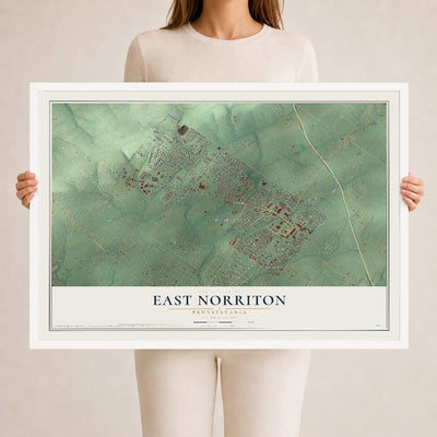 Map of East Norriton, Pennsylvania, 24 x 36 inch print in a white wood frame