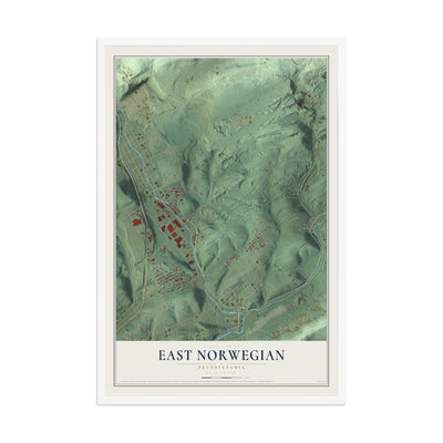 Map of East Norwegian, Pennsylvania, 12 x 18 inch print in a white wood frame