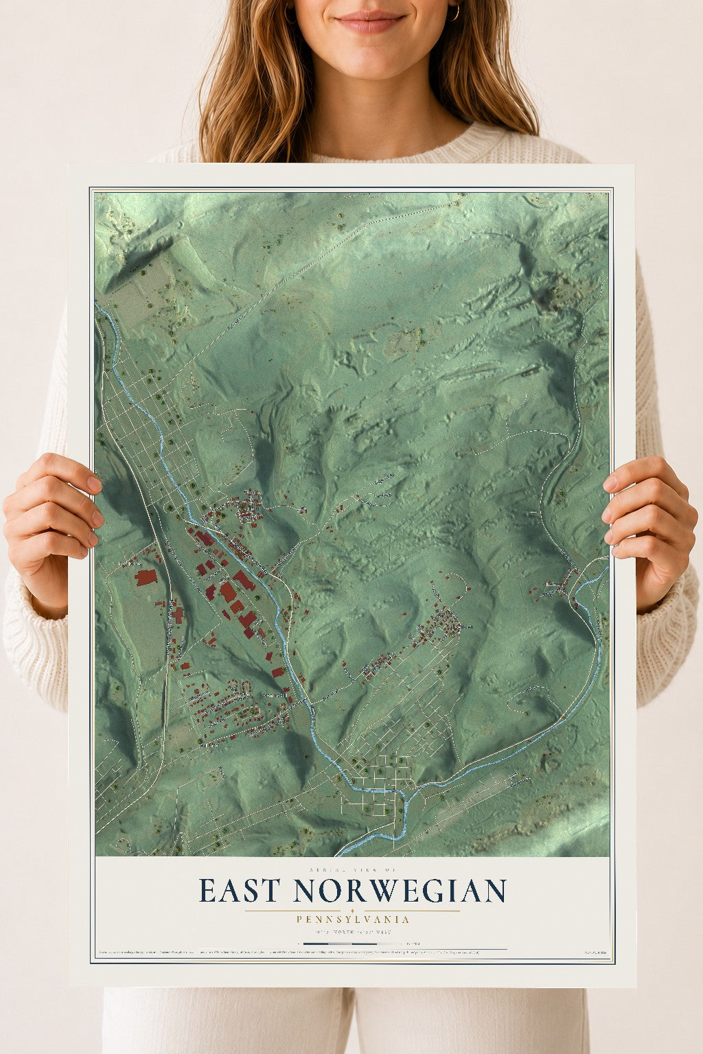 Map of East Norwegian, Pennsylvania, 18 x 24 inch unframed archival matte print