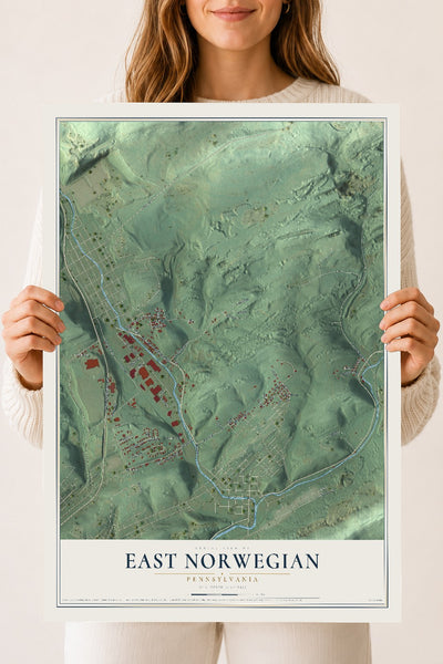 Map of East Norwegian, Pennsylvania, 18 x 24 inch unframed archival matte print