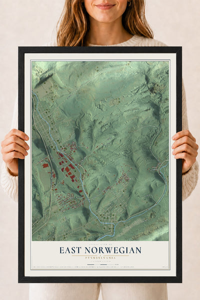 Map of East Norwegian, Pennsylvania, 18 x 24 inch print in a black wood frame