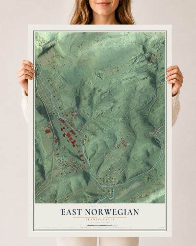 Map of East Norwegian, Pennsylvania, 24 x 36 inch unframed archival matte print