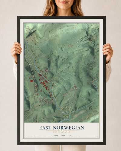 Map of East Norwegian, Pennsylvania, 24 x 36 inch print in a black wood frame