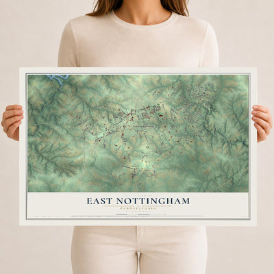 Map of East Nottingham, Pennsylvania, 12 x 18 inch unframed archival matte print