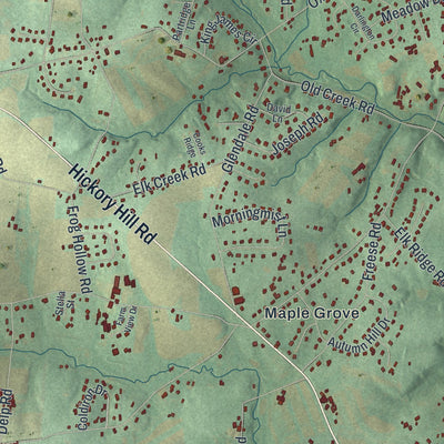Second close-up of the map of East Nottingham, Pennsylvania print showing more streets and buildings