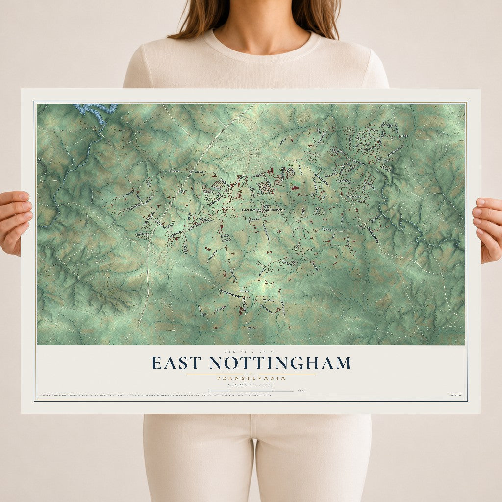 Map of East Nottingham, Pennsylvania, 18 x 24 inch unframed archival matte print