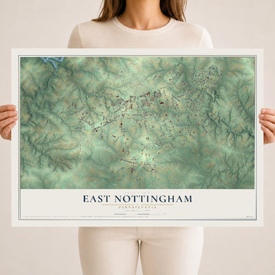 Map of East Nottingham, Pennsylvania, 18 x 24 inch unframed archival matte print