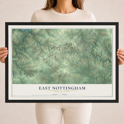 Map of East Nottingham, Pennsylvania, 18 x 24 inch print in a black wood frame