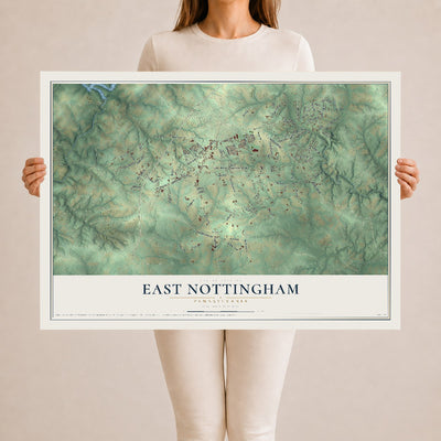 Map of East Nottingham, Pennsylvania, 24 x 36 inch unframed archival matte print