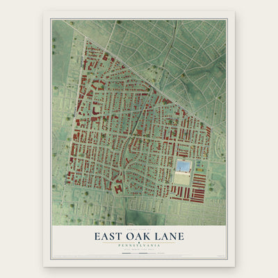 East Oak Lane, Pennsylvania map print, the full design