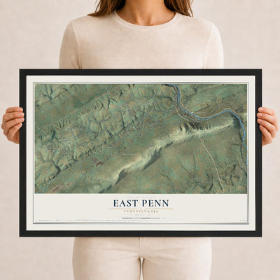 Map of East Penn, Pennsylvania, 12 x 18 inch print in a black wood frame
