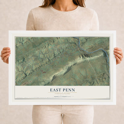 Map of East Penn, Pennsylvania, 12 x 18 inch print in a white wood frame