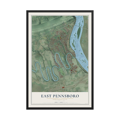 Map of East Pennsboro, Pennsylvania, 12 x 18 inch print in a black wood frame