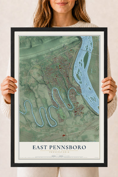 Map of East Pennsboro, Pennsylvania, 18 x 24 inch print in a black wood frame