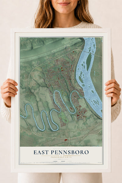 Map of East Pennsboro, Pennsylvania, 18 x 24 inch print in a white wood frame