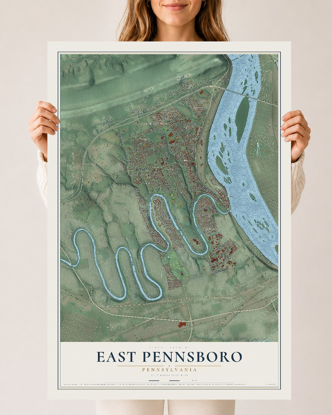 Map of East Pennsboro, Pennsylvania, 24 x 36 inch unframed archival matte print