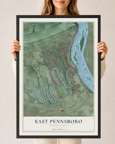 Map of East Pennsboro, Pennsylvania, 24 x 36 inch print in a black wood frame