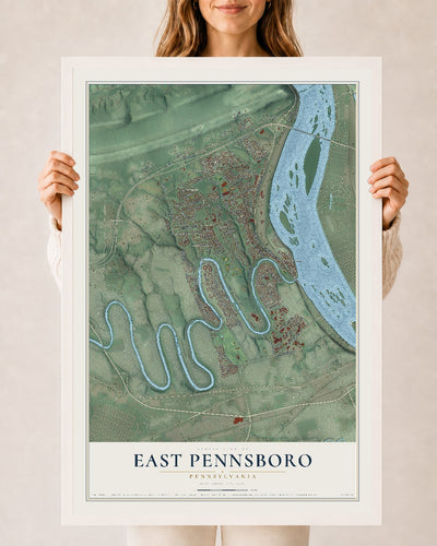 Map of East Pennsboro, Pennsylvania, 24 x 36 inch print in a white wood frame