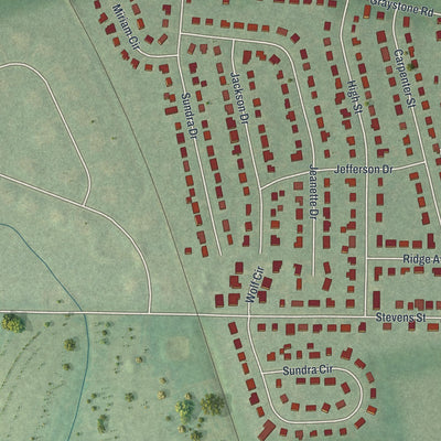 Second close-up of the map of East Petersburg, Pennsylvania print showing more streets and buildings