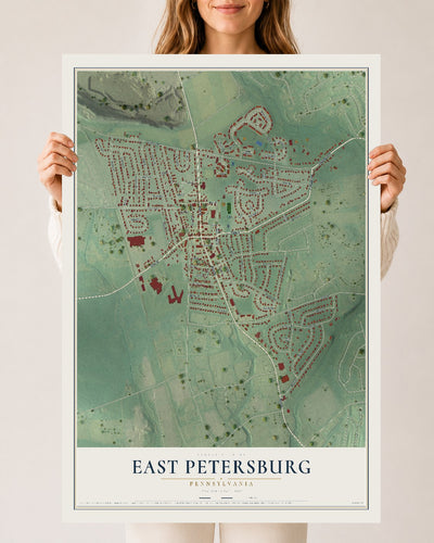 Map of East Petersburg, Pennsylvania, 24 x 36 inch unframed archival matte print